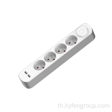 แถบพลังงาน 4-Socket France พร้อม USB Type A